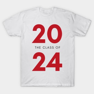 Class Of 2024. Simple Typography 2024 Design for Class Of/ Senior/ Graduation. Red T-Shirt